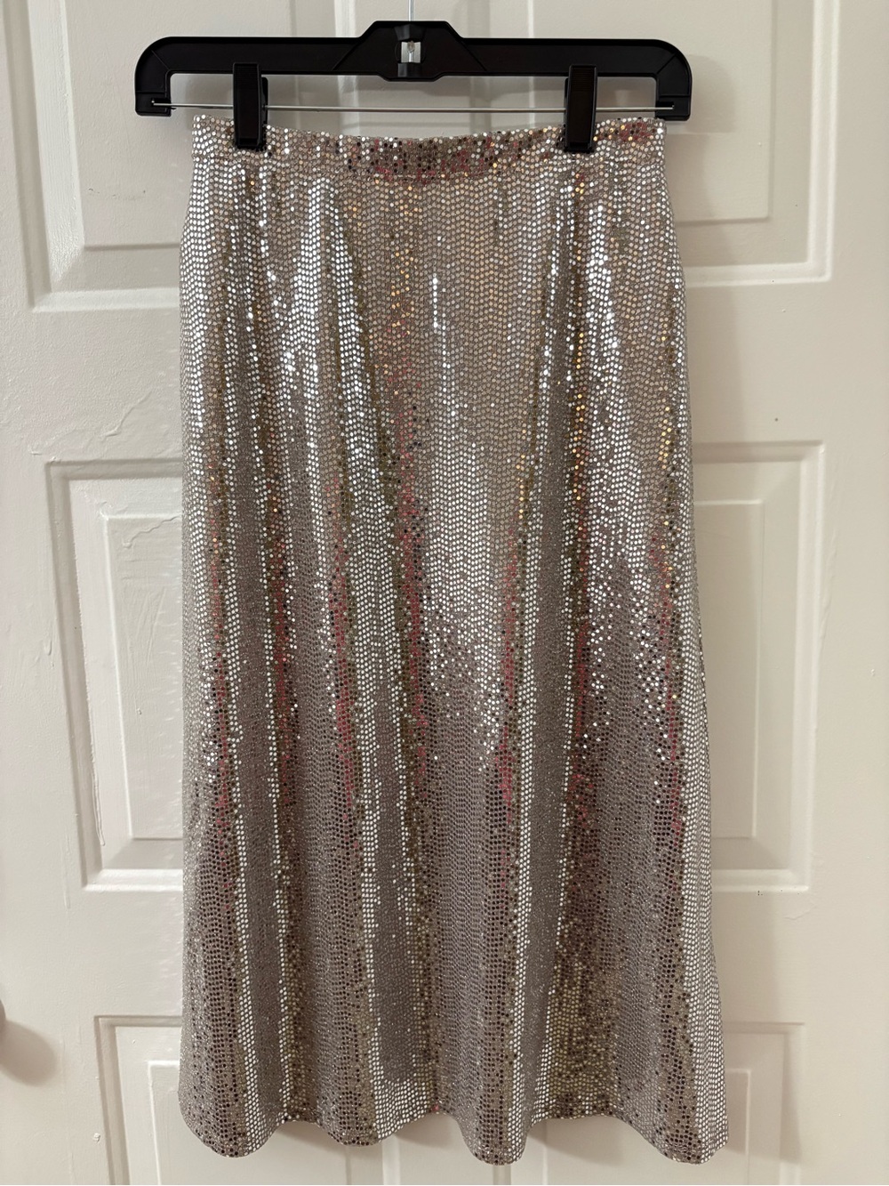 Silver Sequin Maxi Skirt - Shimmering Evening Skirt